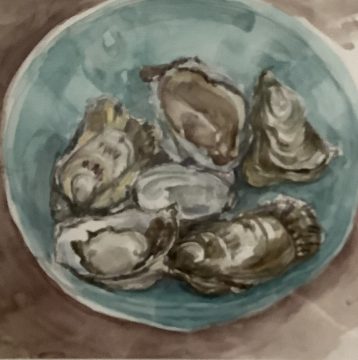 Huîtres assiette turquoise| 54 X 41| 690 CHF